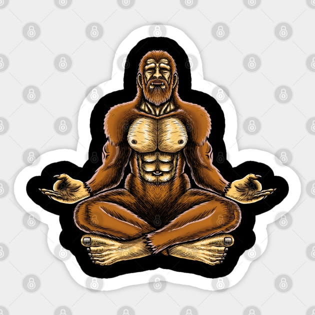 Big foot meditation peaceful mind fanny Sasquatch Sticker by Artardishop